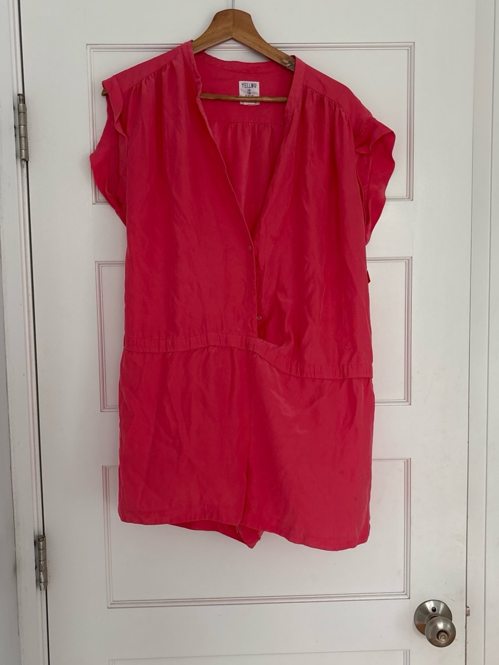 Sunshine & Shadow Bright Pink Cap Sleeve V-Neck Top